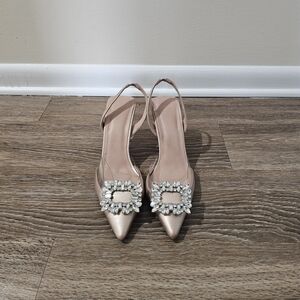 Women's Slingback Heels with Embellished Buckle